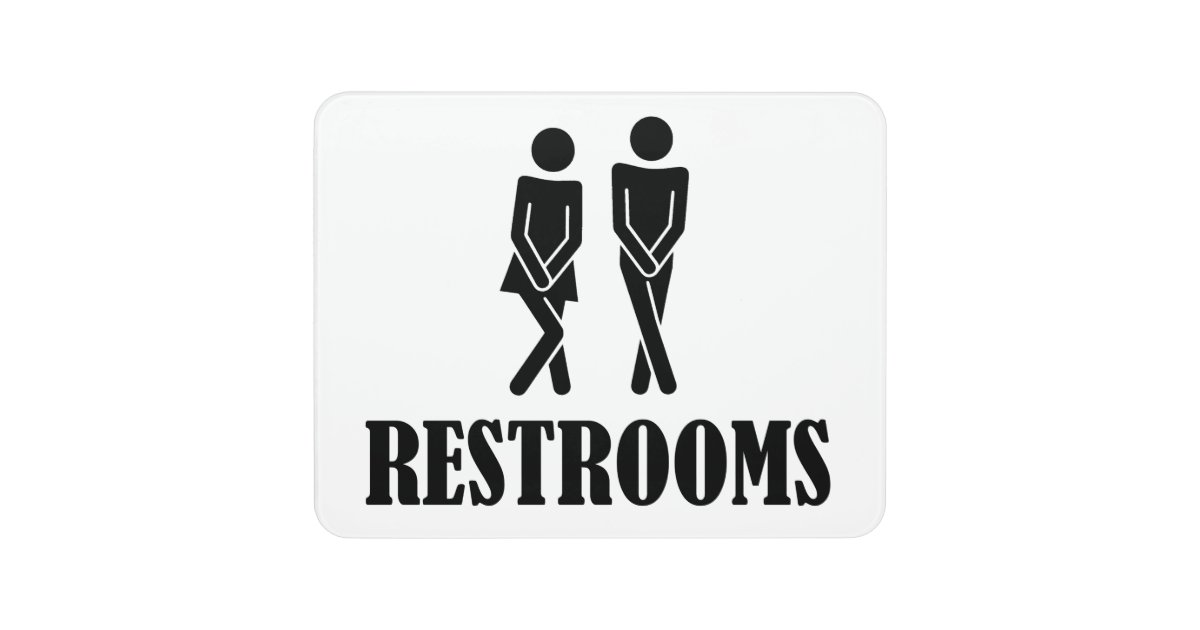 Restrooms Male Female Funny Business Bathroom Door Sign | Zazzle