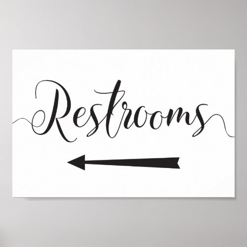 Restrooms Sign Wedding Directions Left Arrow