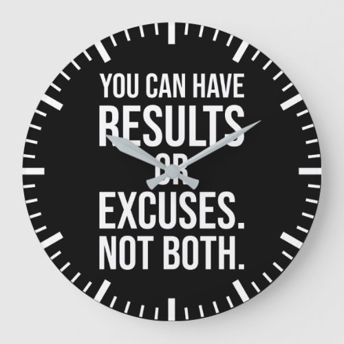 Results vs Excuses _ Success Motivational Large Clock