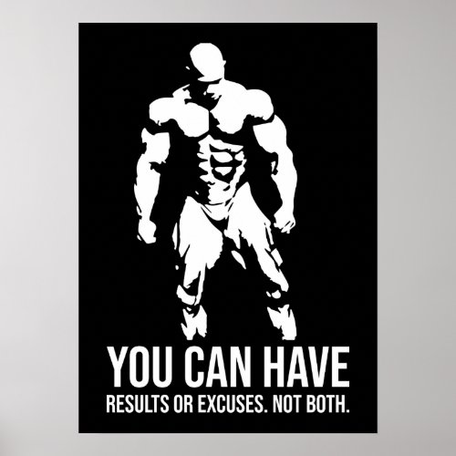 Results vs Excuses _ Workout Motivational Poster