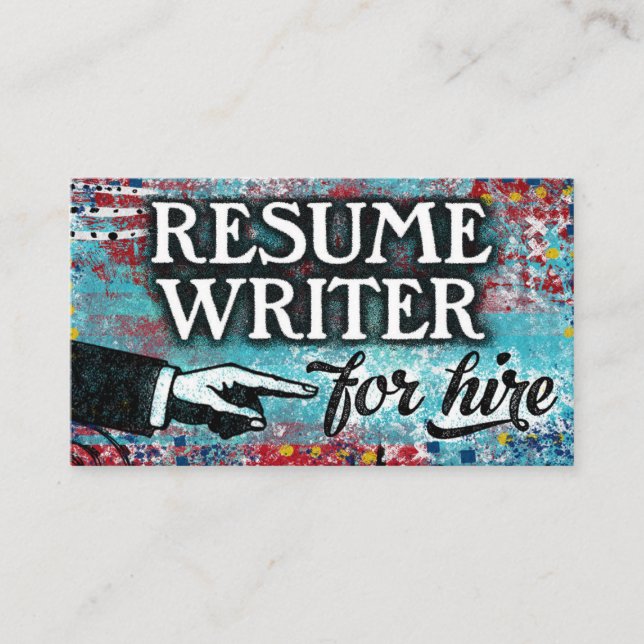 Resume Writer For Hire Business Cards - Blue Red (Front)