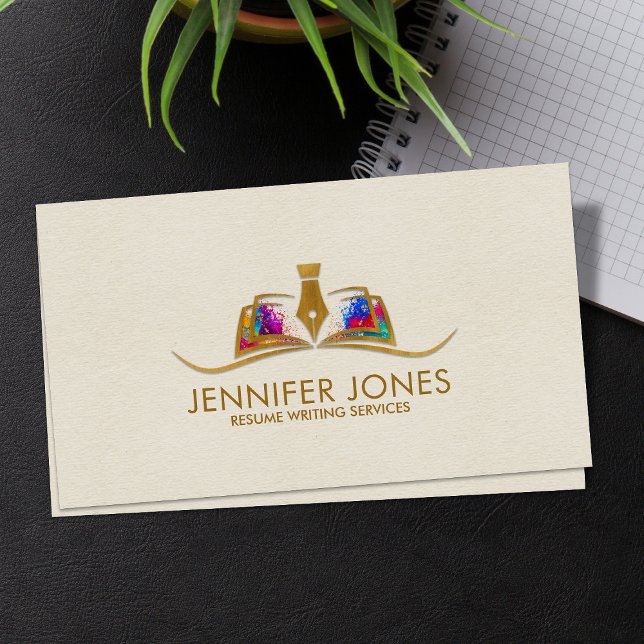 Resume Writing Services Colorful Professional  Business Card (Creator Uploaded)
