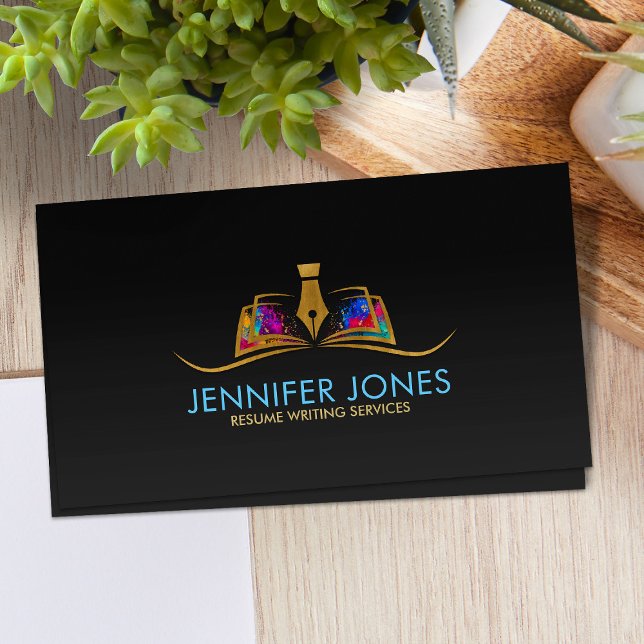 Resume Writing Services Colorful Professional Business Card (Creator Uploaded)