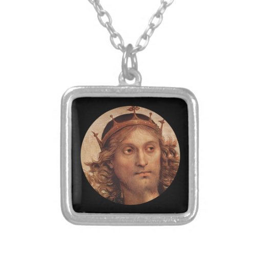 Resurrected Christ in Golden Crown Silver Plated Necklace