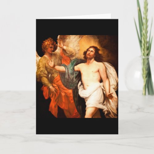 Resurrected Jesus with Angel Holiday Card