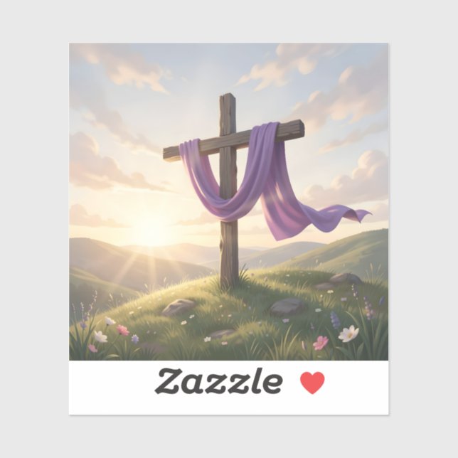 Resurrection Dawn – Christian Easter Art Square Sticker (Sheet)