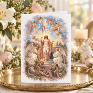 Resurrection Easter Christian Jesus and Angels Holiday Card