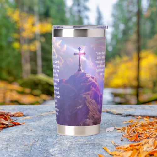 RESURRECTION LIFE Easter Scenic Cross Scripture Insulated Tumbler