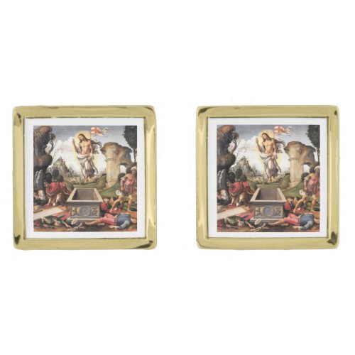 Resurrection of Christ Gold Cufflinks