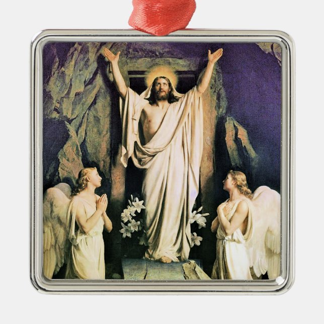 Resurrection of Christ, painting by Carl Bloch, Metal Ornament (Front)