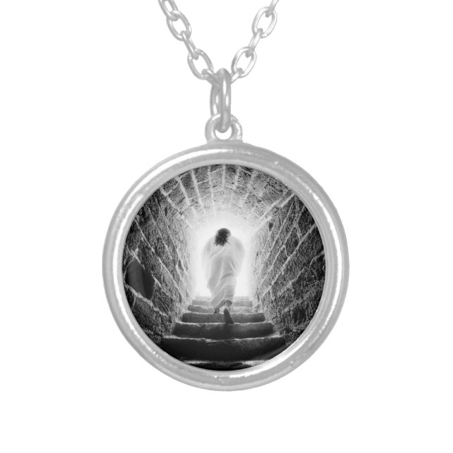 Resurrection of Jesus Christ Silver Plated Necklace (Front)