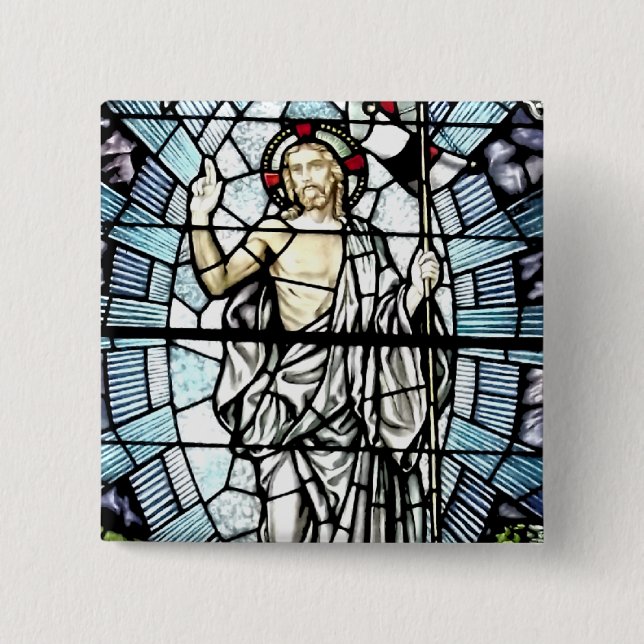 Resurrection of Jesus Stained Glass Window Pinback Button (Front)