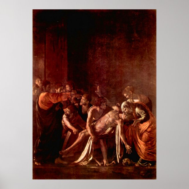 Resurrection of Lazarus by Caravaggio Poster (Front)