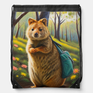 Retail Adventures: Mama Quokka Goes Shopping Drawstring Bag