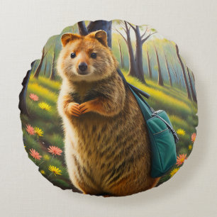 Retail Adventures: Mama Quokka Goes Shopping Round Pillow