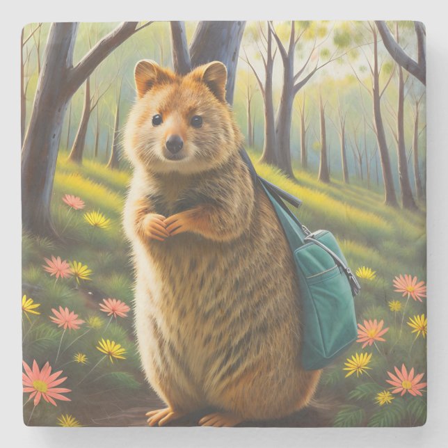 Retail Adventures: Mama Quokka Goes Shopping Stone Coaster (Front)