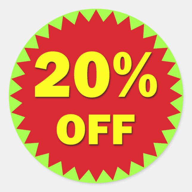 RETAIL BADGE - 20% OFF CLASSIC ROUND STICKER (Front)
