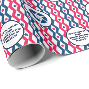 Retail Business 4th of July Diamond Logo Text Wrapping Paper
