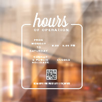 Retail Business Opening Hours Window cling