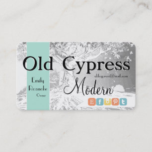 Retail Business with Old Tree Social Media Icons Card