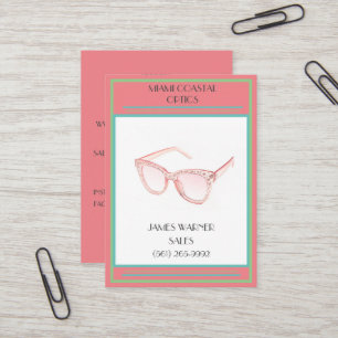 Retail Coral Retro 80's Miami Sunglasses  Business Card