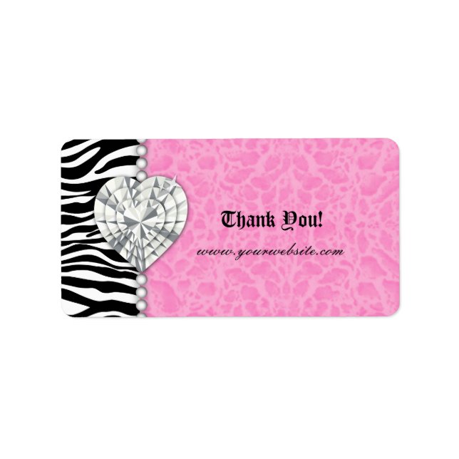 Retail Jewels leopard Lace Pearls Heart Pink Label (Front)