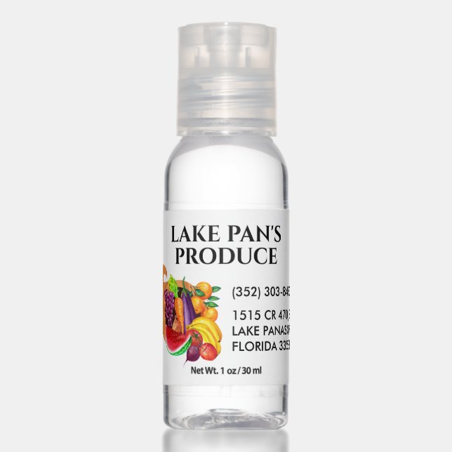 Retail Produce Market Logo Business Name Hand Sanitizer (Front)