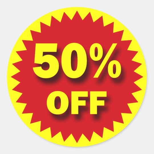 RETAIL SALE BADGE 50  OFF CLASSIC ROUND STICKER  Zazzle com