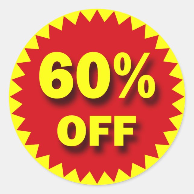 RETAIL SALE BADGE - 60% OFF CLASSIC ROUND STICKER (Front)