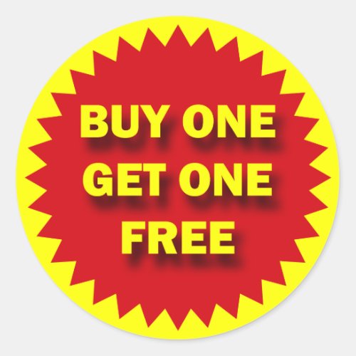 RETAIL SALE BADGE _ BUY ONE GET ONE FREE CLASSIC ROUND STICKER