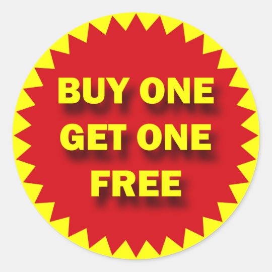 retail sale badge buy one get one free classic round sticker