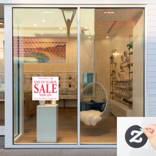 Retail sale store shop business signage red white window cling