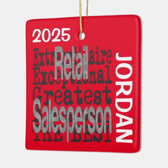Retail Salesperson Extraordinaire CUSTOM Ceramic Ornament (Left)