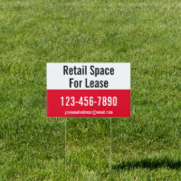 Retail Space For Lease Phone Number Red and White