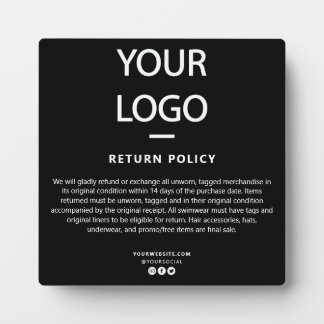 Retail Store/Boutique Return Policy Sign Plaque