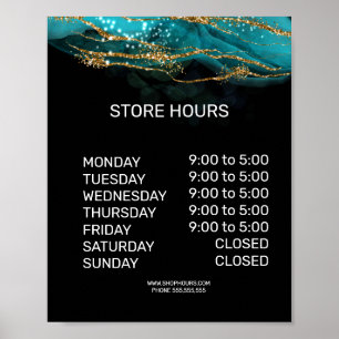 Retail store opening times sign