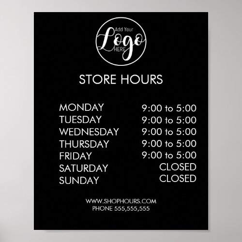 Retail store opening times sign