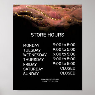 Retail store opening times sign