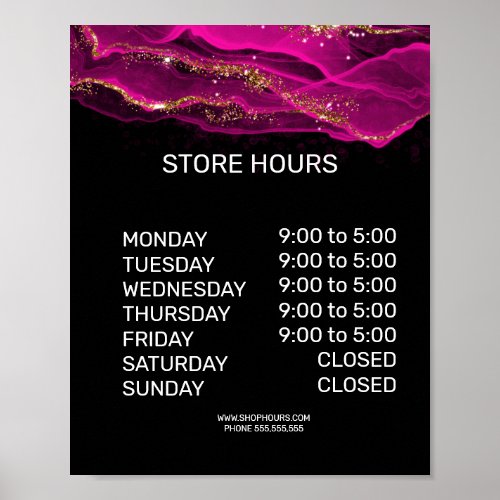Retail store opening times sign