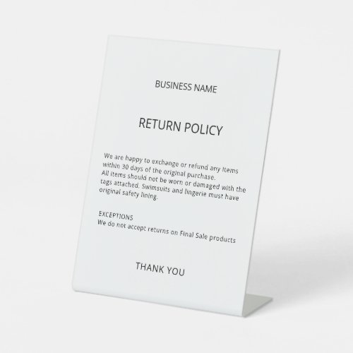 Retail Store Professional Return Policy Pedestal Sign