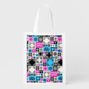 Retail Therapy In Progress Funny Magenta & Blue Grocery Bag