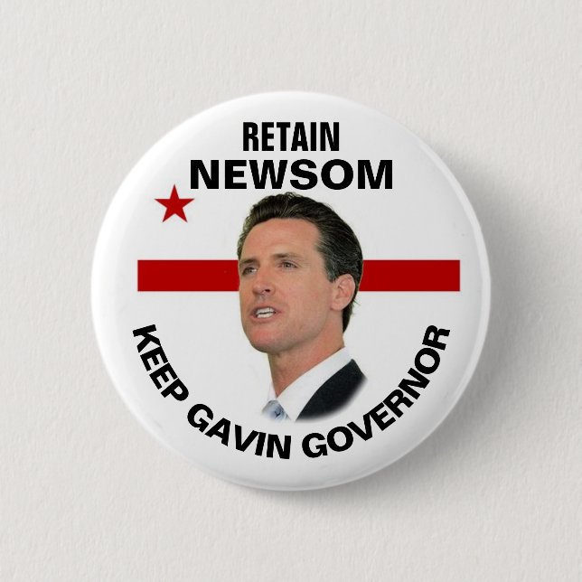 Retain Gavin Newsom in 2021 Button (Front)