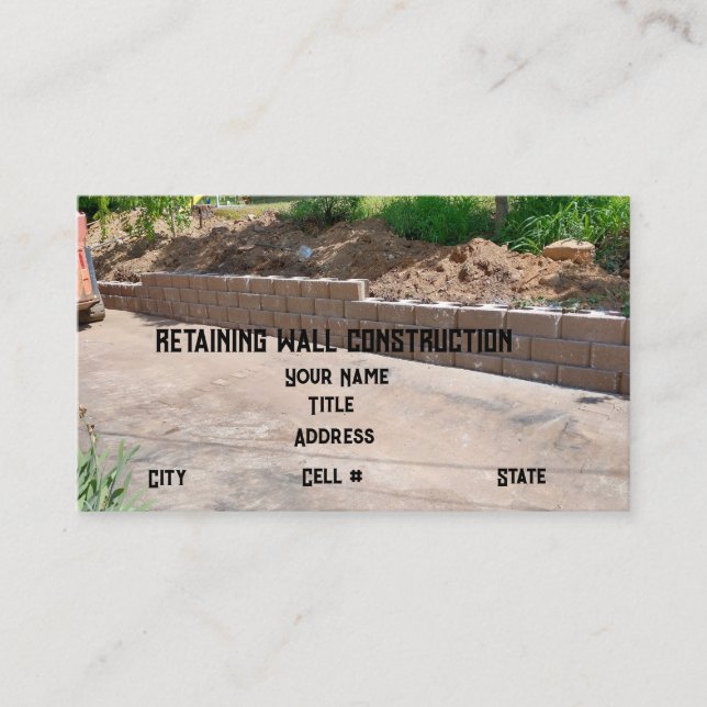 Retaining Wall Construction  Business Card (Front)