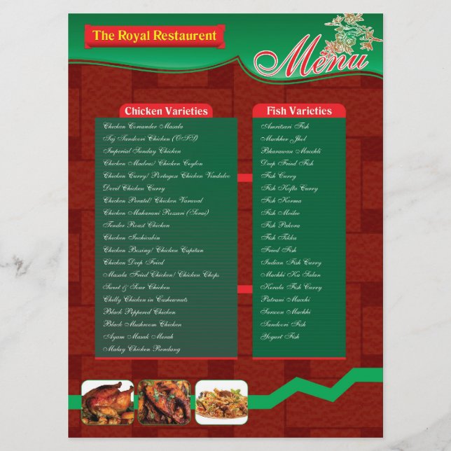 RETAURENT MENU CARD (Front)