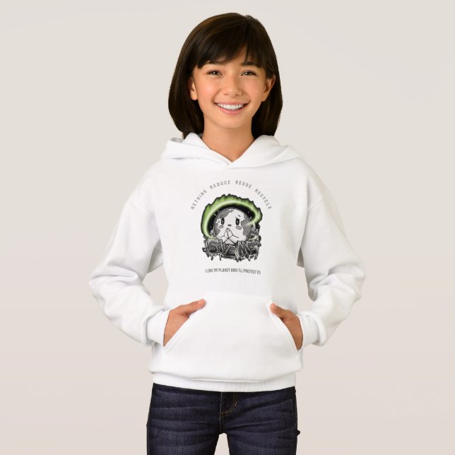 Rethink Reduce Reuse Recycle Save Earth Hoodie (Front Full)