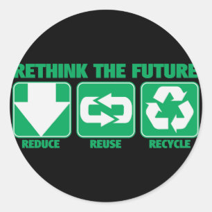 Rethink The Future, Recycle Classic Round Sticker