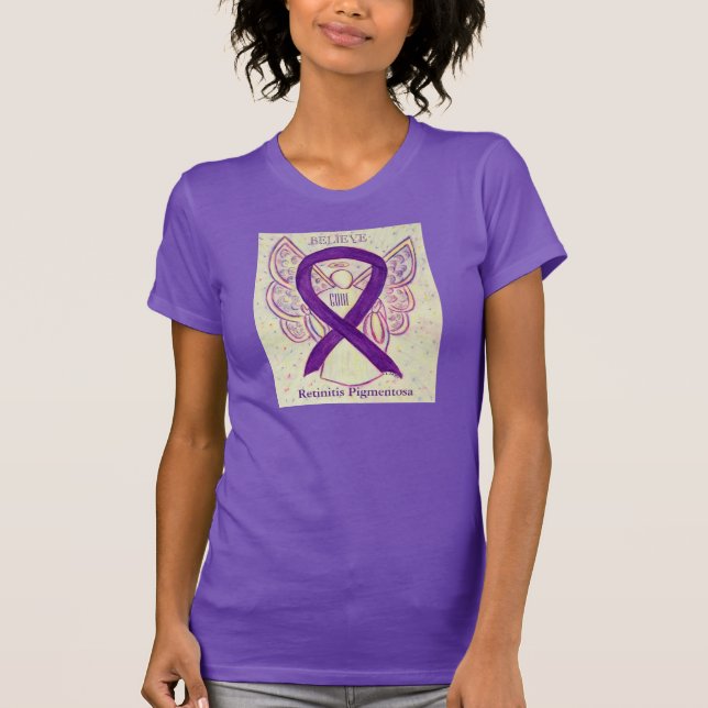 Retinitis Pigmentosa Purple Awareness Ribbon Shirt (Front)