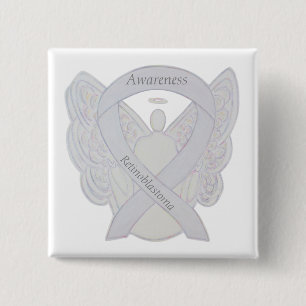 Retinoblastoma White Awareness Ribbon Angel Pin