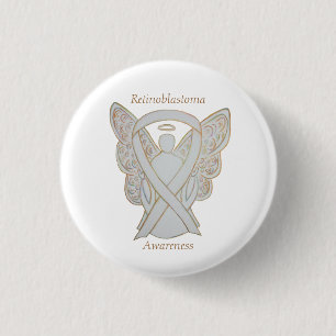 Retinoblastoma White Awareness Ribbon Angel Pin