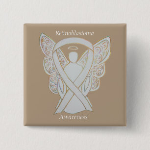 Retinoblastoma White Awareness Ribbon Angel Pin